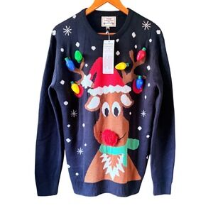 Daisys Boutique Working Christmas Lights Sweater Unisex Size Medium NWT